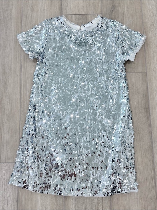 Zara Other - NWT Zara Sequin short sleeve dress silver girls size 11/12